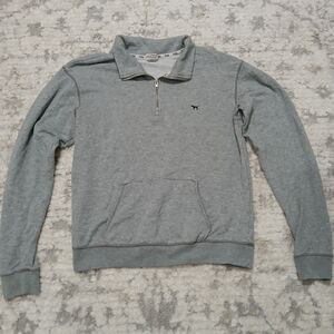 PINK victorias Secret Grey and Lepord Print Quater Zip Jacket ~ Size XS